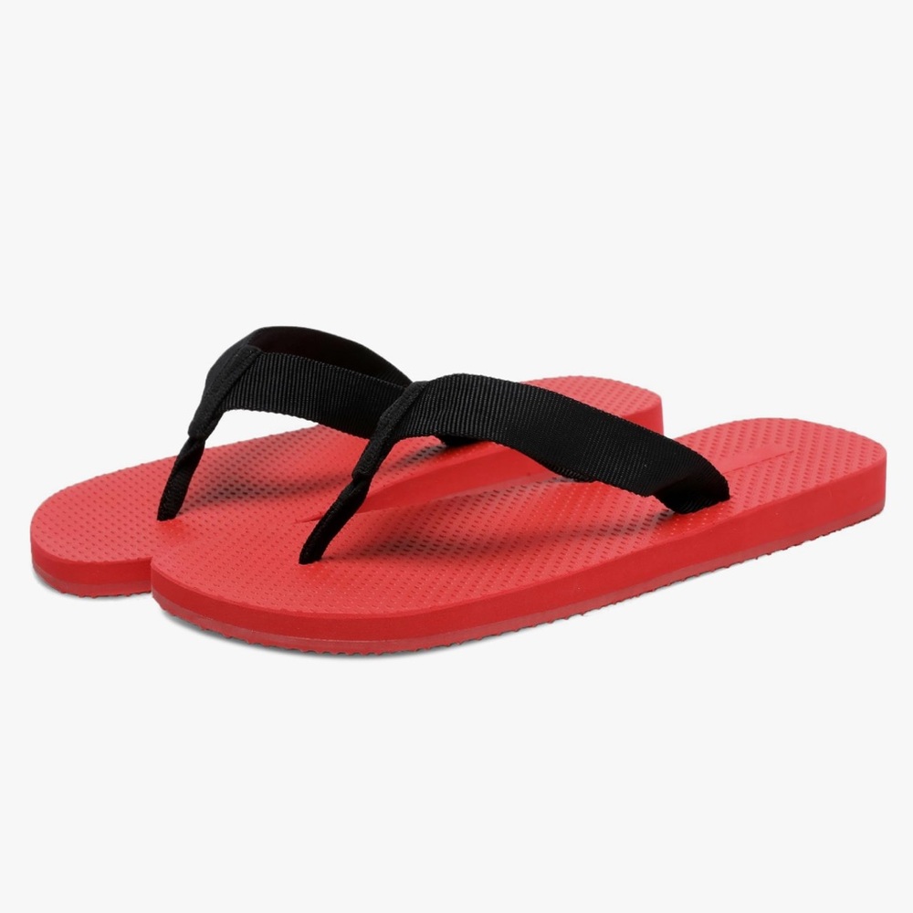 Dune Classic Sandal in Rubber Red Flip Flops with Black Straps - Picture 4 of 8